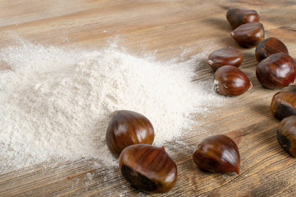 Chestnut Flour with Edible Sweet Chestnuts, Christmas Food - Photo, Image