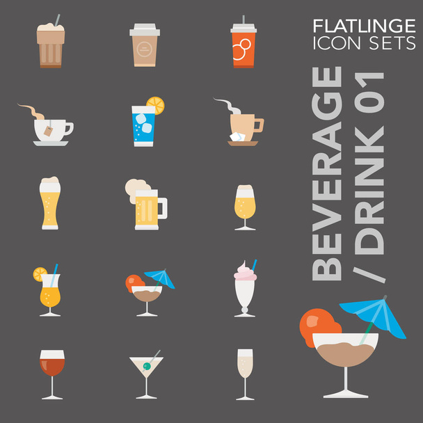 Kiváló minőségű lapos színes ikonok italok és italok. Flatlinge a legjobb piktogram csomag egyedi kialakítás minden méretben és eszközök. Vektorgrafika, logó, szimbólum és weboldal tartalma. - Vektor, kép