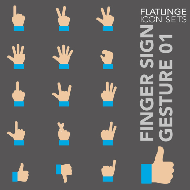 Ícones coloridos planos de alta qualidade de sinal de dedo e gestos de mão. Flatlinge são o melhor design exclusivo do pictograma para todas as dimensões e dispositivos. Vetor gráfico, logotipo, símbolo e conteúdo do site
. - Vetor, Imagem