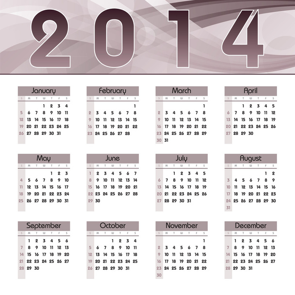 2014 Calendar. Vector Illustration. - Vektori, kuva