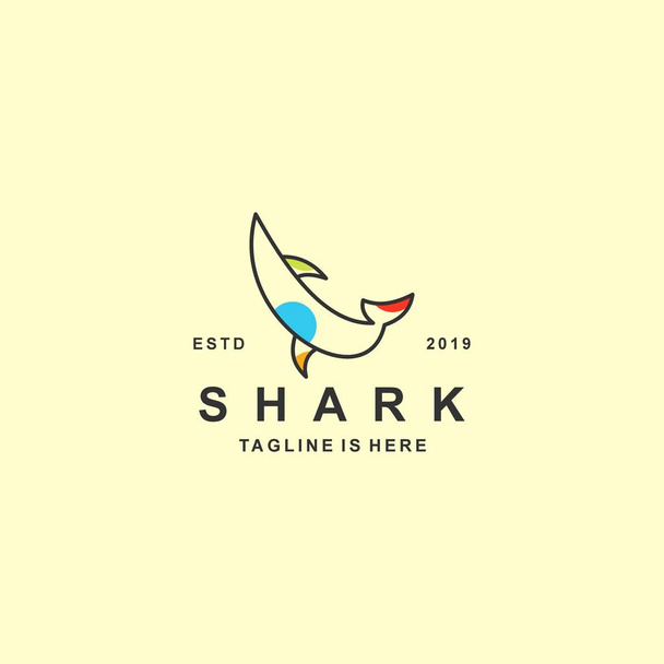 Λογότυπο καρχαρία με επίπεδη σχεδίαση - Διάνυσμα, εικόνα