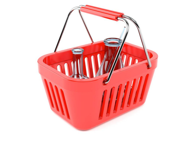 Chemistry flasks inside shopping basket - Photo, Image