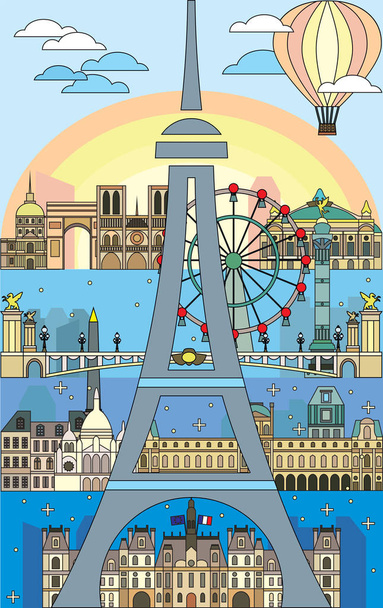 París colorido arte de línea 6
 - Vector, imagen