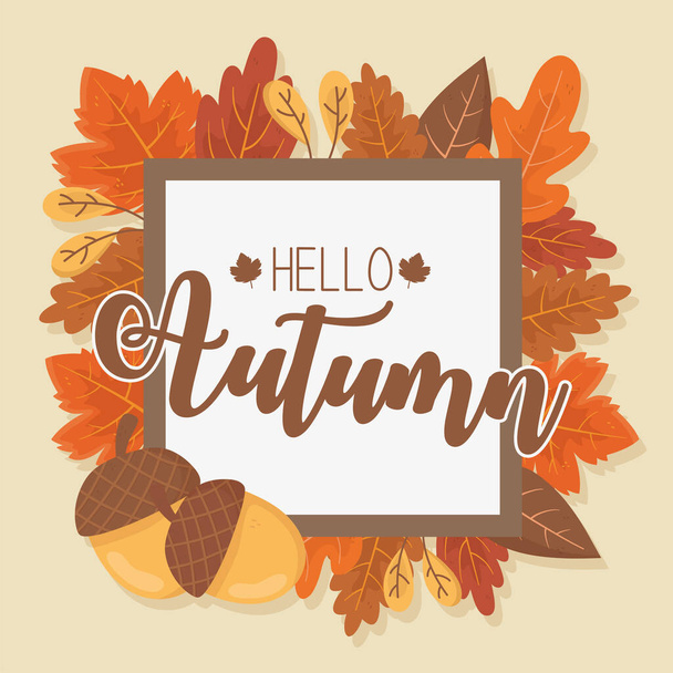 hello otoño diseño de temporada banner - Vector, Imagen