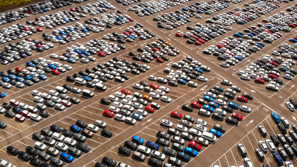 aerial  view of big parking lot with many cars  - Photo, Image