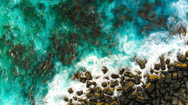 amazing aerial view of sea and rocks - 写真・画像