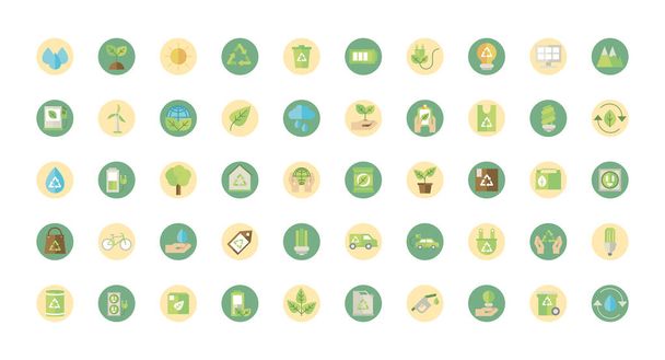 ecological green energy block icons collection - Vecteur, image