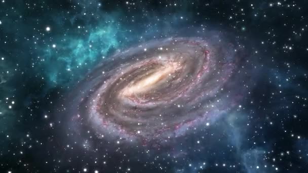 Spinning Spiral Galaxy in Cosmos - Space With Stars and Clouds - Footage, Video