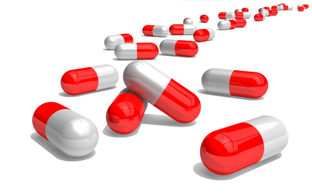 3d comprimidos vermelhos e brancos
 - Foto, Imagem