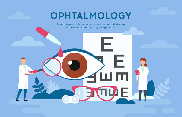 Ophthalmology concept. Eyes health persons concept. Abstract lens view examination checkup. - Vector, Image