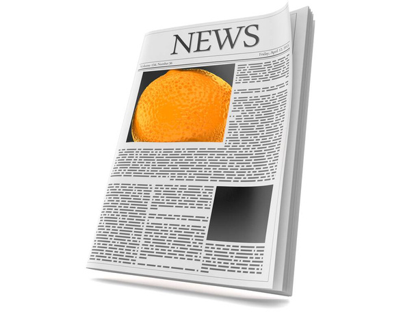 Pomarańcza wewnątrz gazety - Zdjęcie, obraz