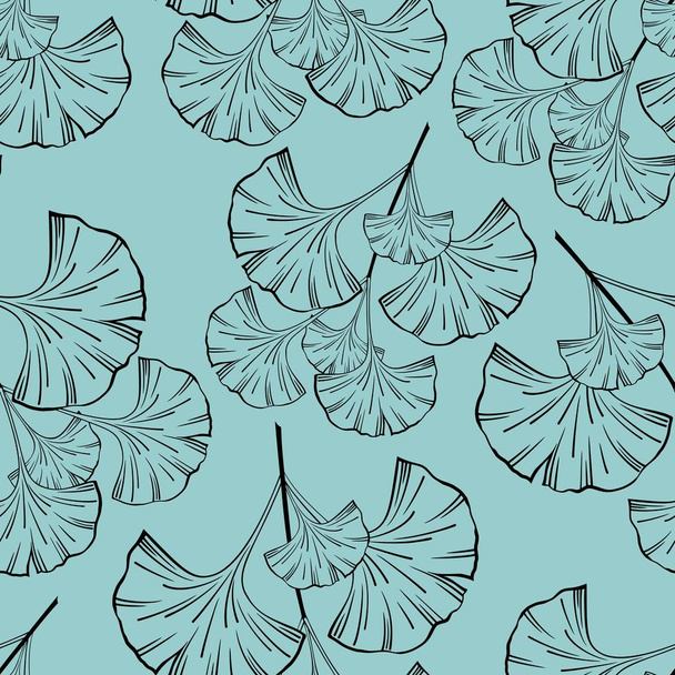 Seamless background with Ginkgo biloba - Vector, imagen