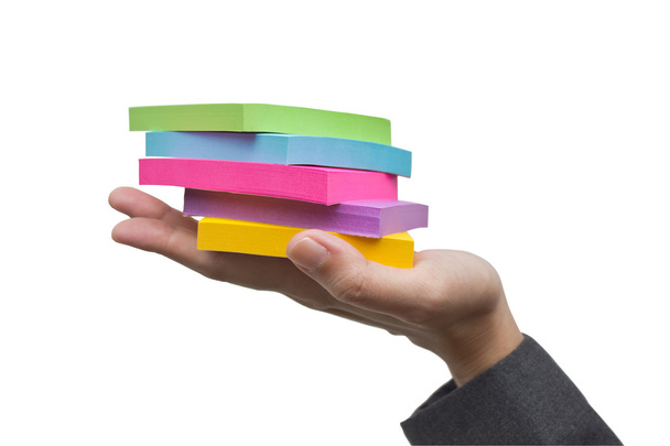Colorful sticky notes in hand. - Fotó, kép