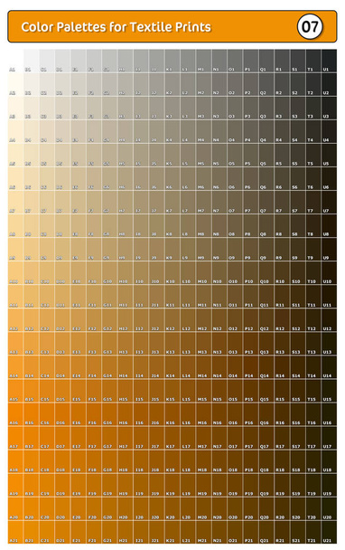 Farbpalette für Textildrucke - 7. Trend-Farbführer mit Farbtönen und Farbtönen, kompatibel mit Design-Software. - Foto, Bild