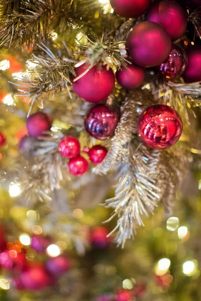 Vánoční ozdoby se zlatými větvemi a červenými kuličkami - Fotografie, Obrázek