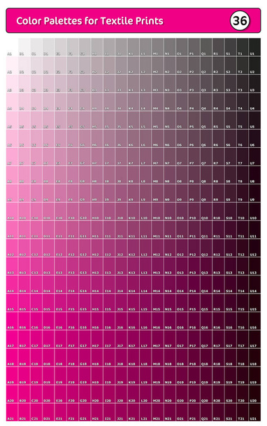 Palette de couleurs pour les imprimés textiles - 36. Mode Tendance Couleurs Guide avec des tons et des nuances Swatches, Compatible avec les logiciels de conception
. - Photo, image