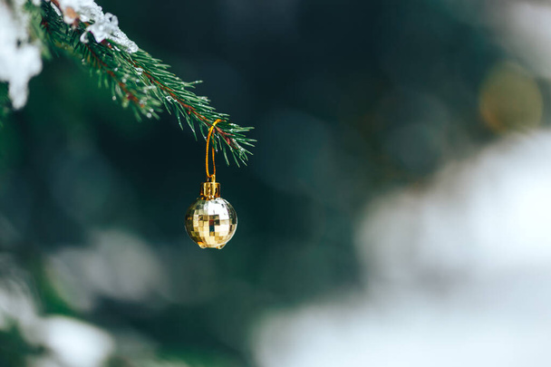 Christmas balls on tree outdoor - Photo, Image