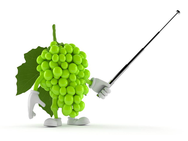 Grapes character aiming with pointer stick - 写真・画像