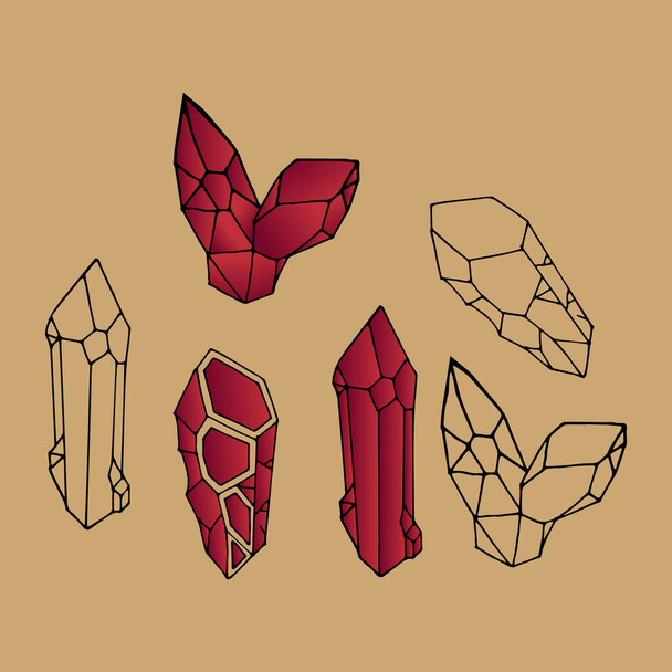 Een set kleurrijke kristallen. Juwelen diamant schat vector illustratie. Goed voor het spel ontwerp. Geïsoleerde achtergrond - Vector, afbeelding