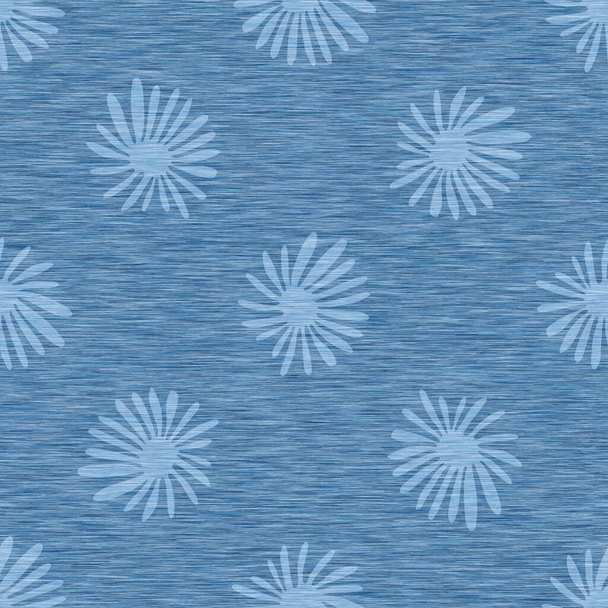 Světle modrý denim marl hladký vzor se vzorovanou sedmikráskou. Džíny bělené textury textilie. Vektor barvená bavlna melanž tričko po celém potisku. - Vektor, obrázek