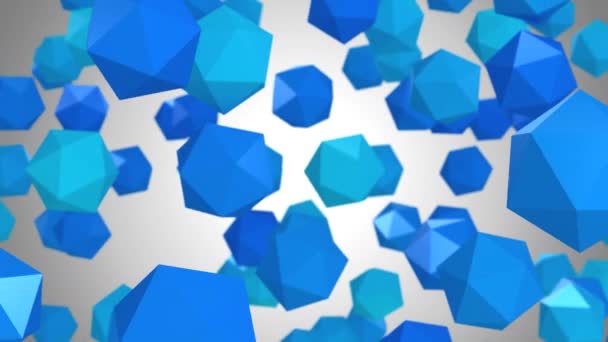 Icosahedronların geçmişi. Gri arkaplan, 2 'de 1, döngü, 4k, 3d animasyonda oluşturuldu - Video, Çekim