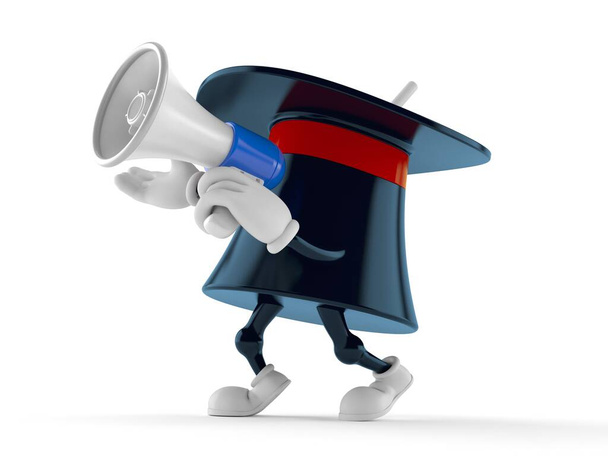 Charakter kouzelného klobouku mluvící megafonem - Fotografie, Obrázek