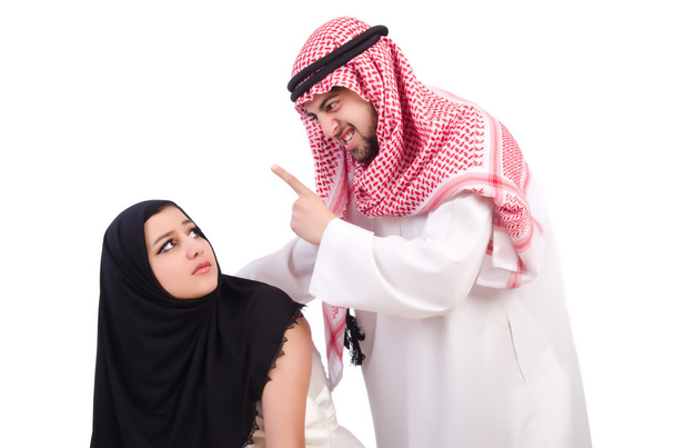 Arab man with his wife on white - Foto, imagen