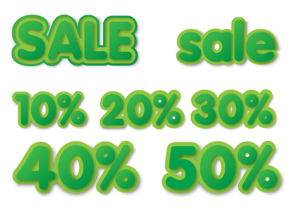Set of sale and discount tags in 3d style isolate on white background. - Vektor, Bild