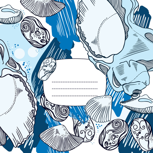 海の貝殻を持つ穏やかなフレーム - ベクター画像