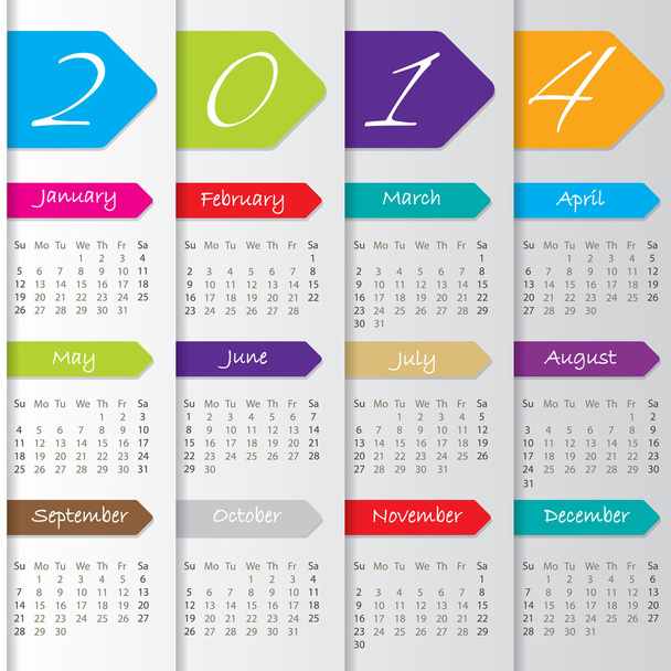Projeto de calendário de seta para 2014
 - Vetor, Imagem