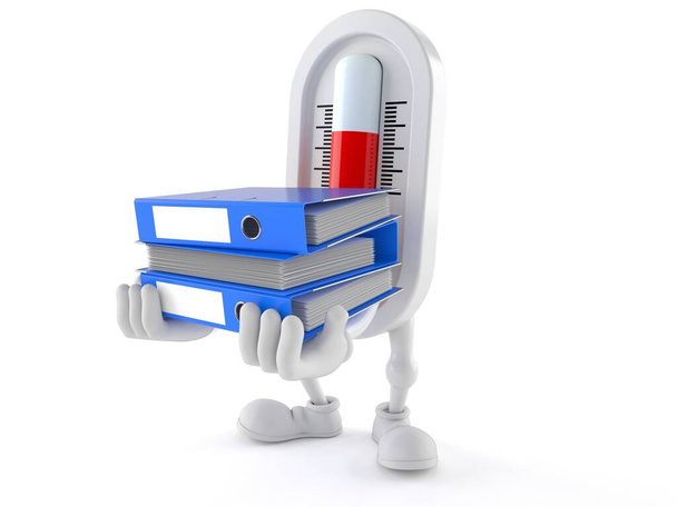 Carácter del termómetro que sostiene aglutinantes de anillo
 - Foto, Imagen