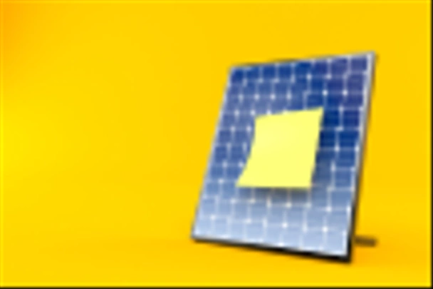 Фотоелектрична панель з порожньою жовтою наклейкою
 - Фото, зображення