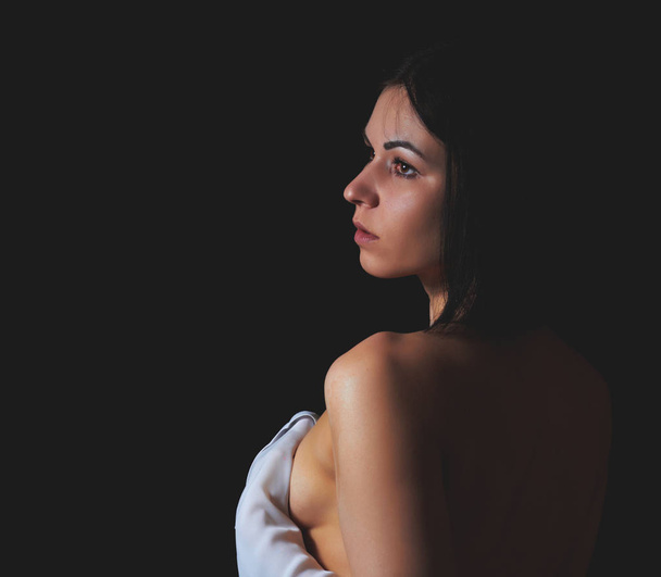 Sexy model in Studio on dark background - Photo, image