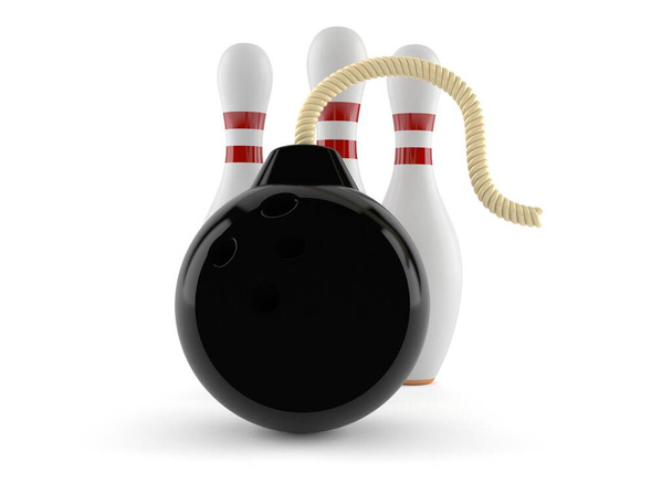 Balle de bowling et broches avec mèche à bombe
 - Photo, image