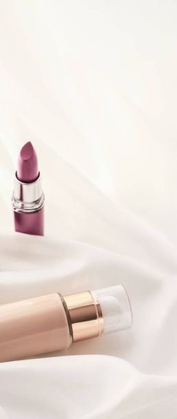 Beige tonal cream bottle make-up fluid foundation base and pink  - Photo, Image