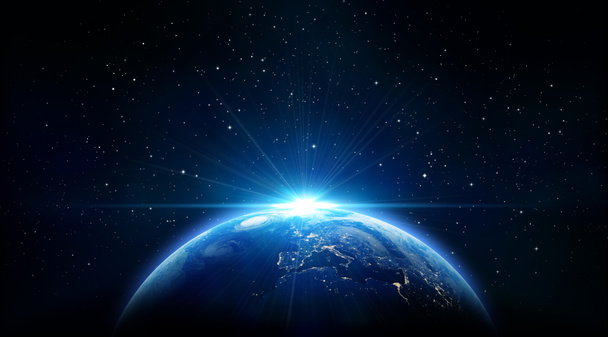 Lever de soleil bleu, vue de la terre depuis l'espace
 - Photo, image