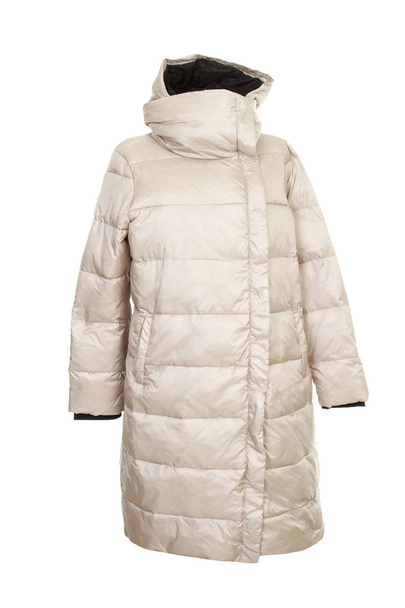 long warm winter jacket isolated on white background - Photo, Image