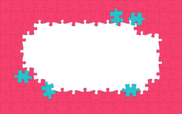 Rode puzzelstukjes. Jigsaw frame. Vectorillustratie - Vector, afbeelding