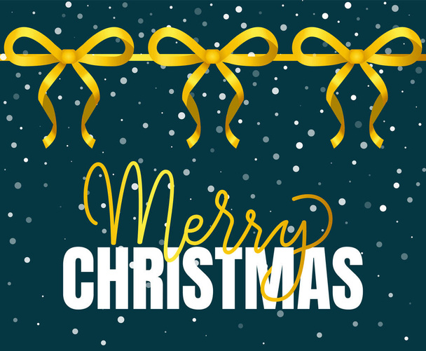 Merry Christmas Greeting Banner with Ribbon Bows - Vector, imagen