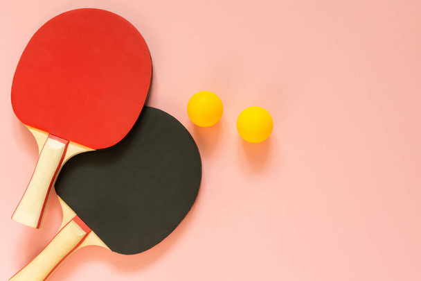 Tennis ping pong rackets with balls - 写真・画像