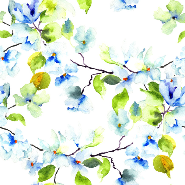 Seamless pattern with Blossoming tree brunch - Foto, Imagem