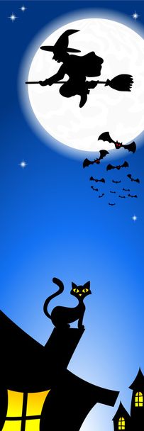 halloween gato en un techo
 - Vector, imagen