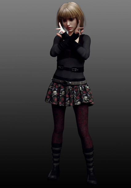 Bruxa Goth loira, Magia Academia Teen Spellcaster
 - Foto, Imagem