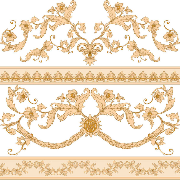 Naadloos patroon, achtergrond In barok - Vector, afbeelding