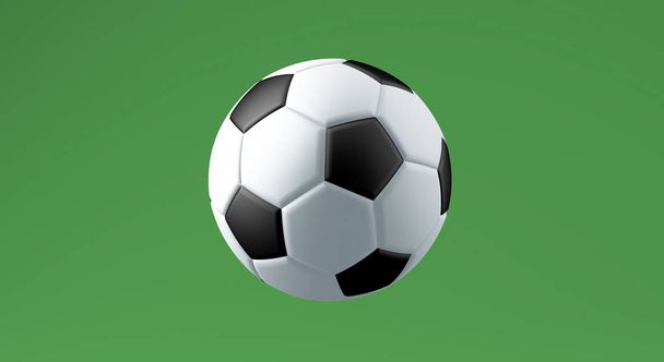 3D Αποτύπωση, μαύρο και άσπρο κλασικό ποδόσφαιρο στυλ mockup απομονώνονται σε πράσινη οθόνη. - Φωτογραφία, εικόνα