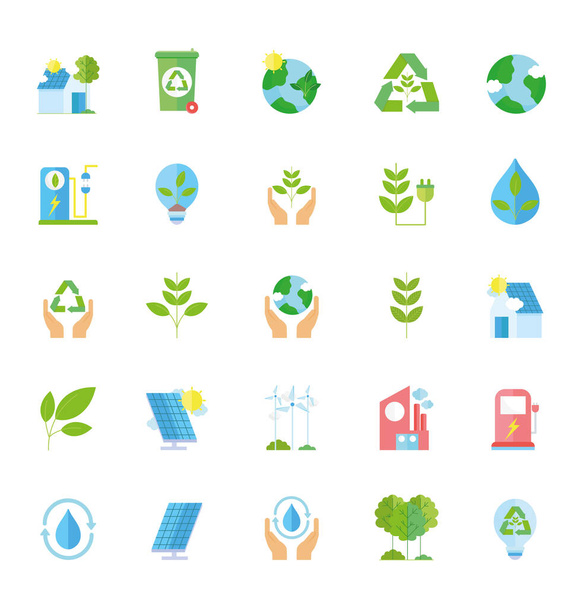 ecology renewable environment recycle icons collection - Vector, imagen