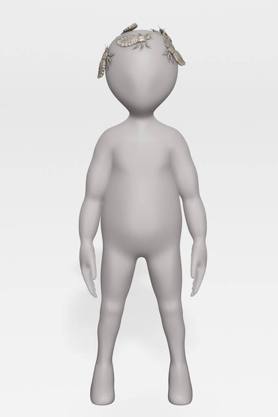 3D-визуализация персонажа с вшами на голове
 - Фото, изображение