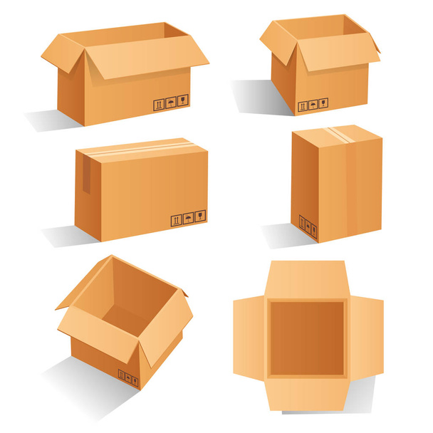 Cardboard box mockup set - Vector, Image