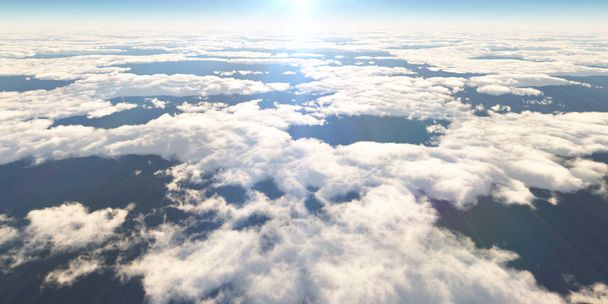 acima nuvens de raios de sol, 3d renderização
 - Foto, Imagem
