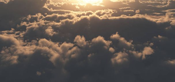 über Wolken Sonnenuntergang Götterstrahl - Foto, Bild